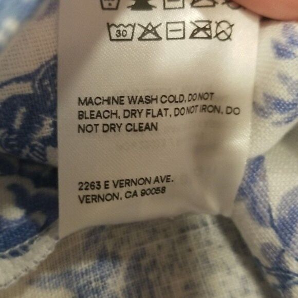 💕REFORMATION💕 Stilton Linen Top  Pompadour Blue White Floral Bird Print 2 NWT - Picture 13 of 13